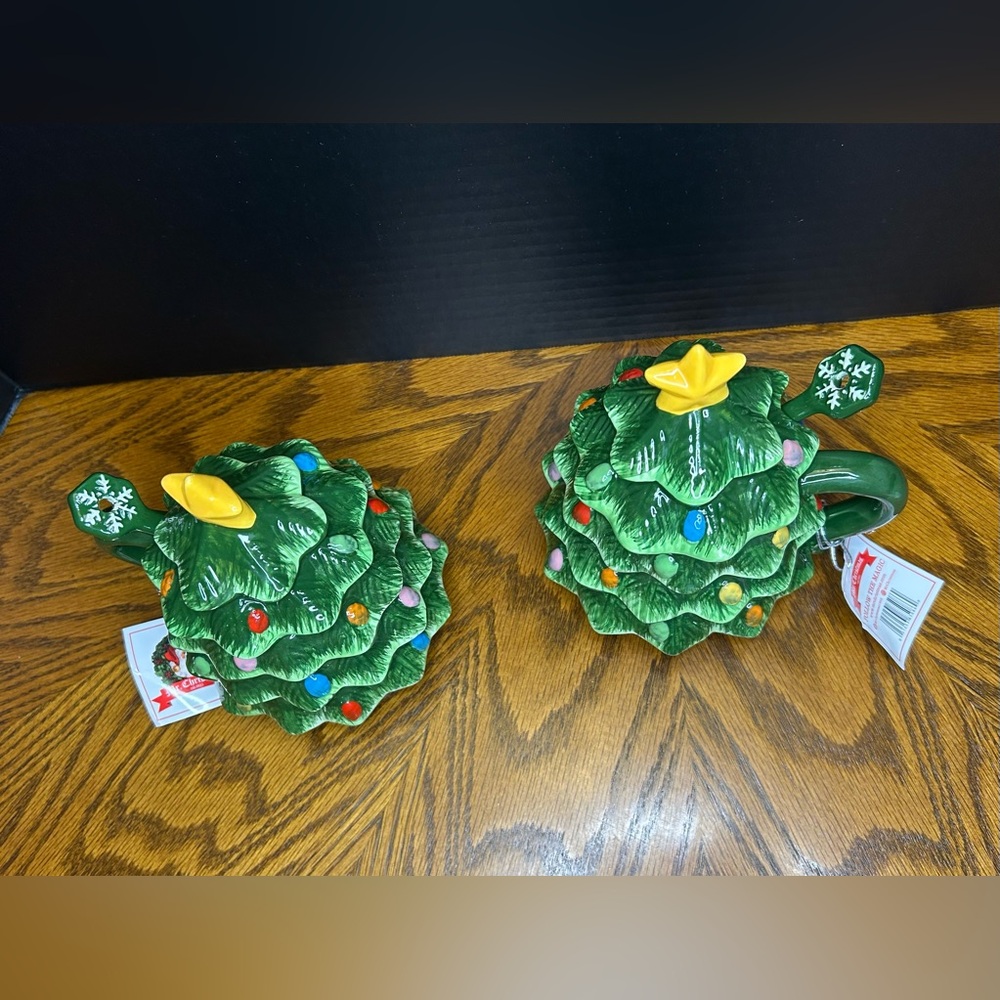 Mr. Christmas Green Nostalgic Tree Mug w/ Lid Spoon 16 oz Classic Set of 2 NEW - Picture 4 of 14